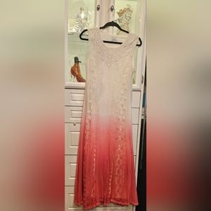 Pink & Ivory Lace Long Dress
